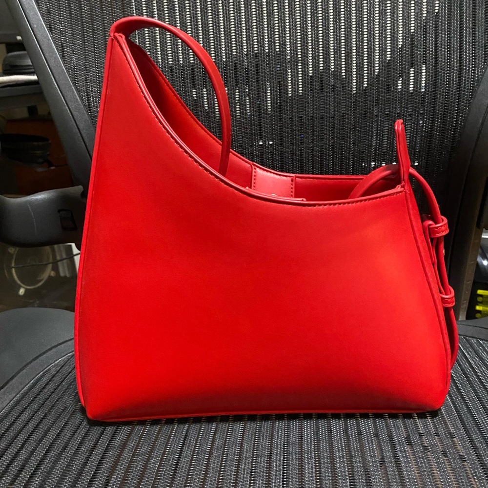 Anthropologie The Noemi Asymmetrical Buckle Shoulder Bag - Red